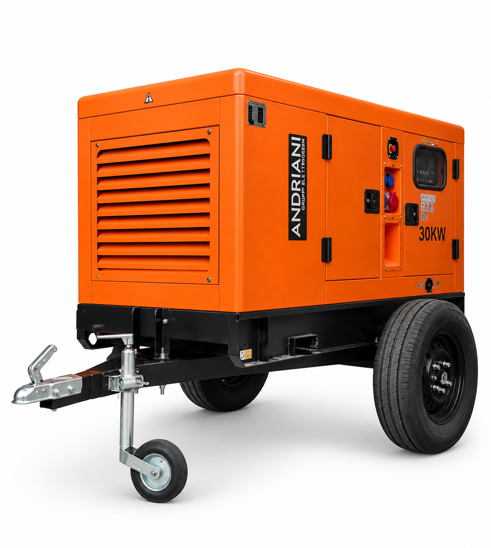 Gruppo elettrogeno 30kW carrello traino lento AGRICOLO
